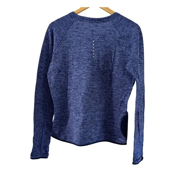 NIKE Blue Therma Reflective Long Sleeve Zip Pocket Running Top Women’s Medium - Picture 9 of 9